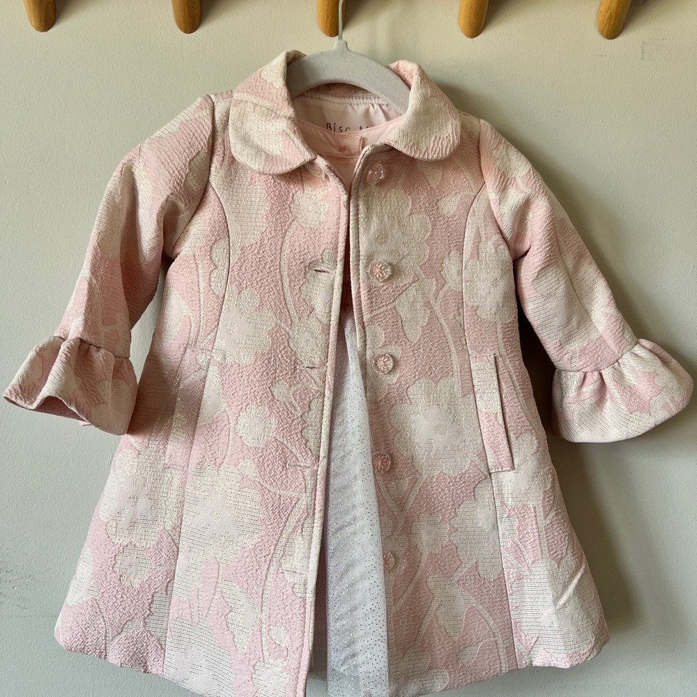 Pink Floral Kids Dress and Coat Set